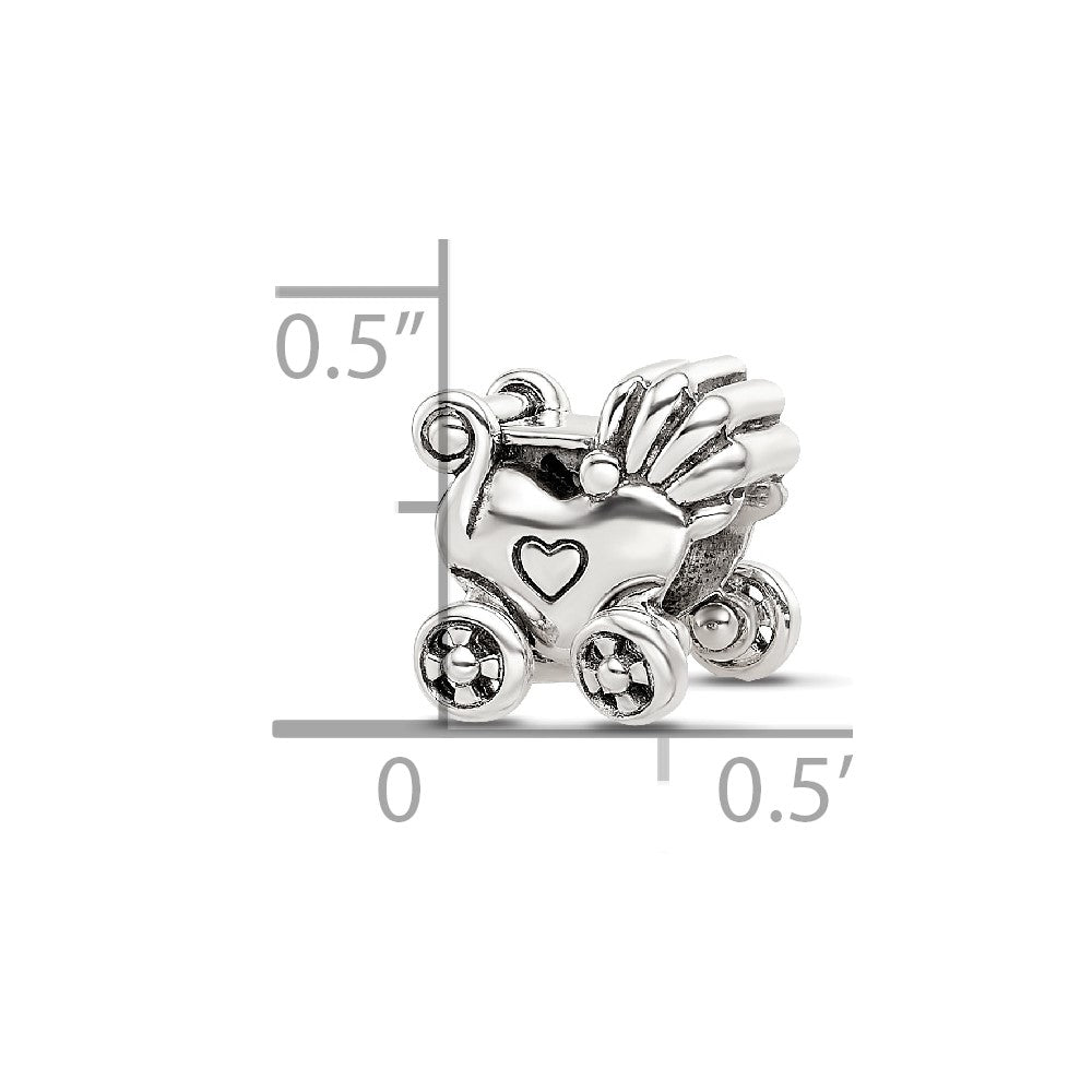 Sterling Silver Reflections Antiqued Carriage Moveable Wheels Bead