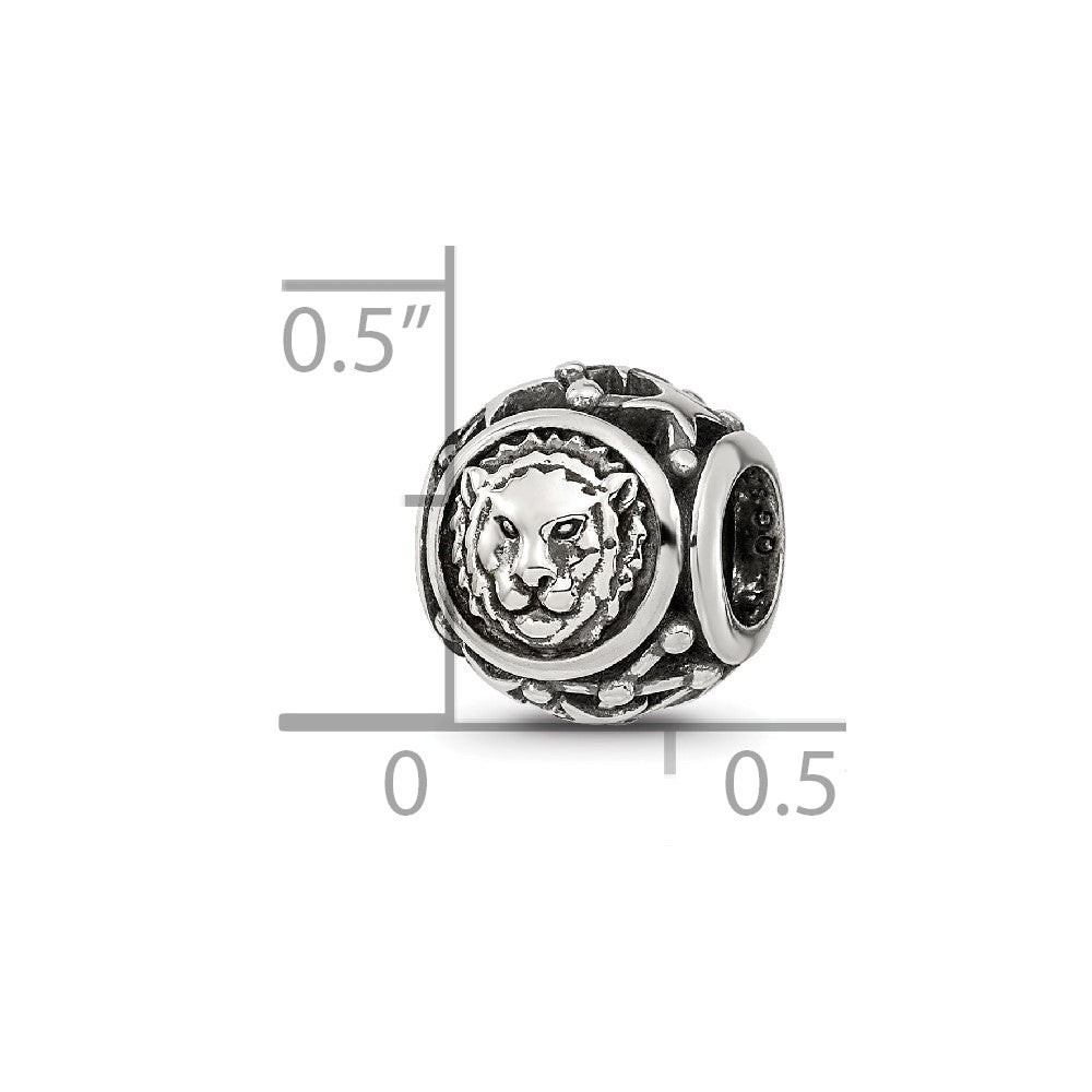 Sterling Silver Reflections Antiqued Zodiac Leo Bead