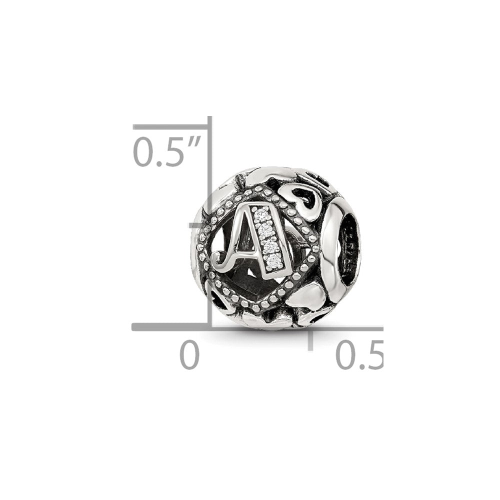 Sterling Silver Reflections CZ Letter A Bead