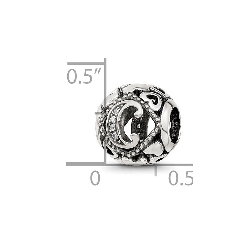 Sterling Silver Reflections CZ Letter C Bead