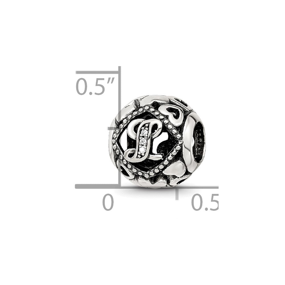 Sterling Silver Reflections CZ Letter L Bead