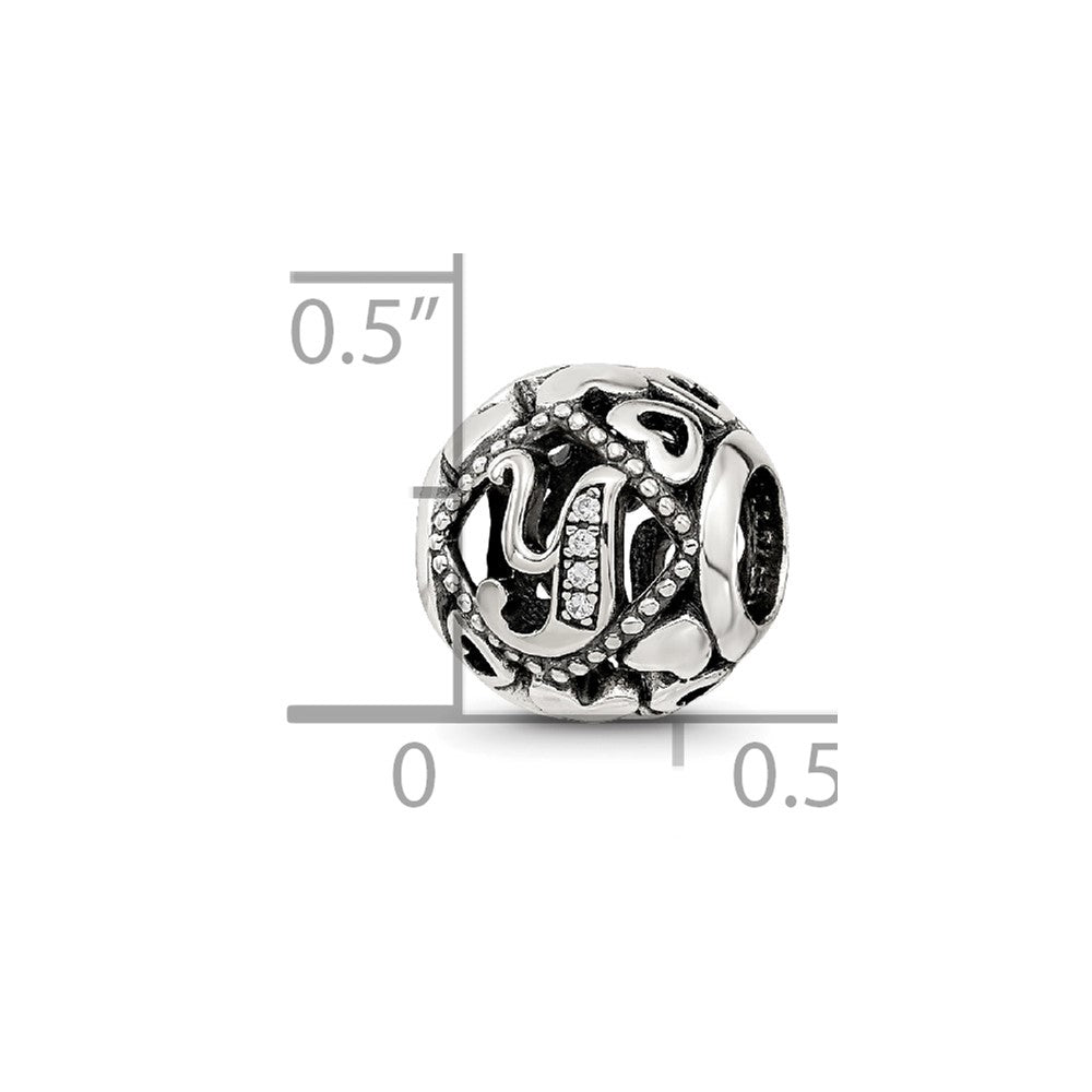 Sterling Silver Reflections CZ Letter Y Bead