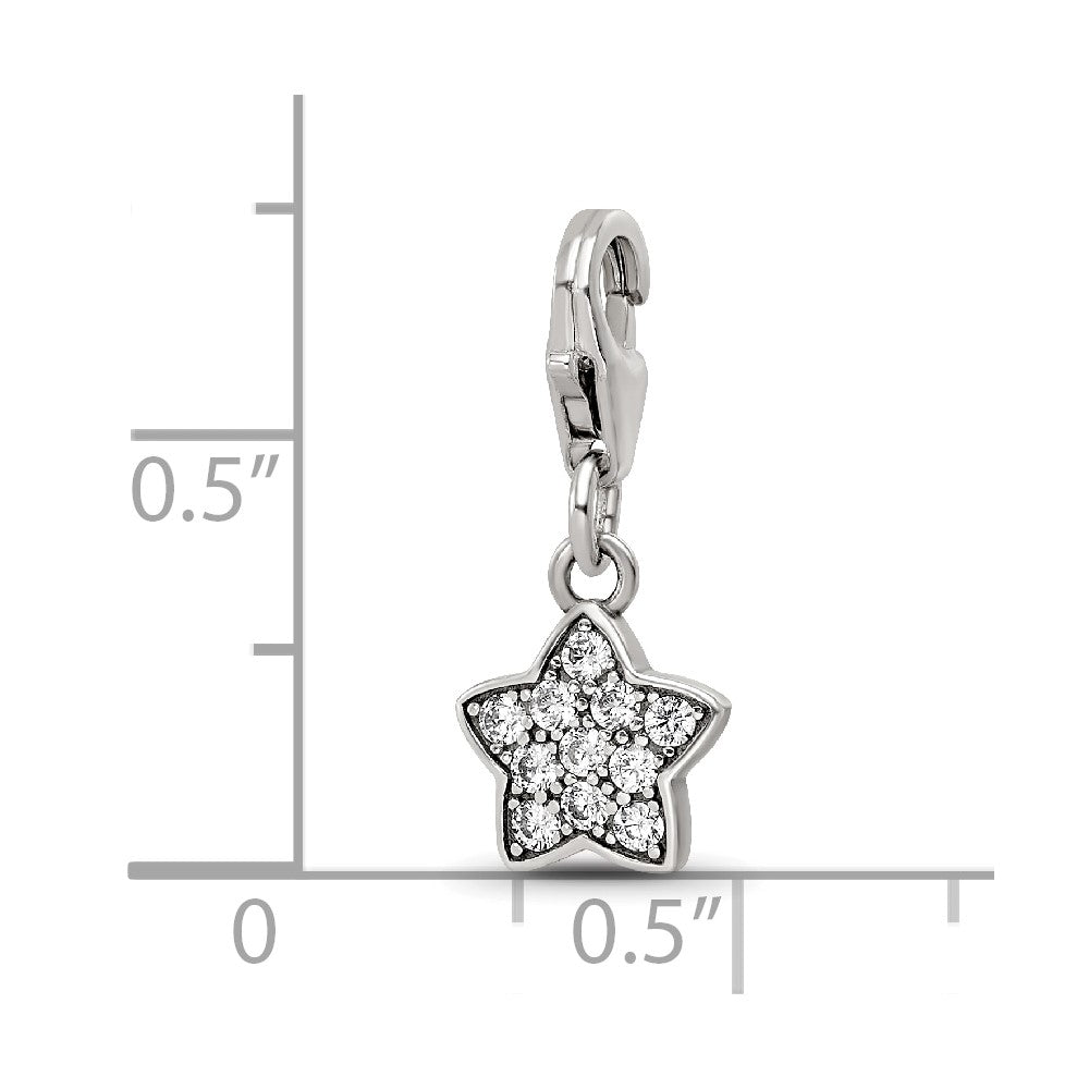 Sterling Silver Reflections Rhodium-plated CZ Star Click-On Bead