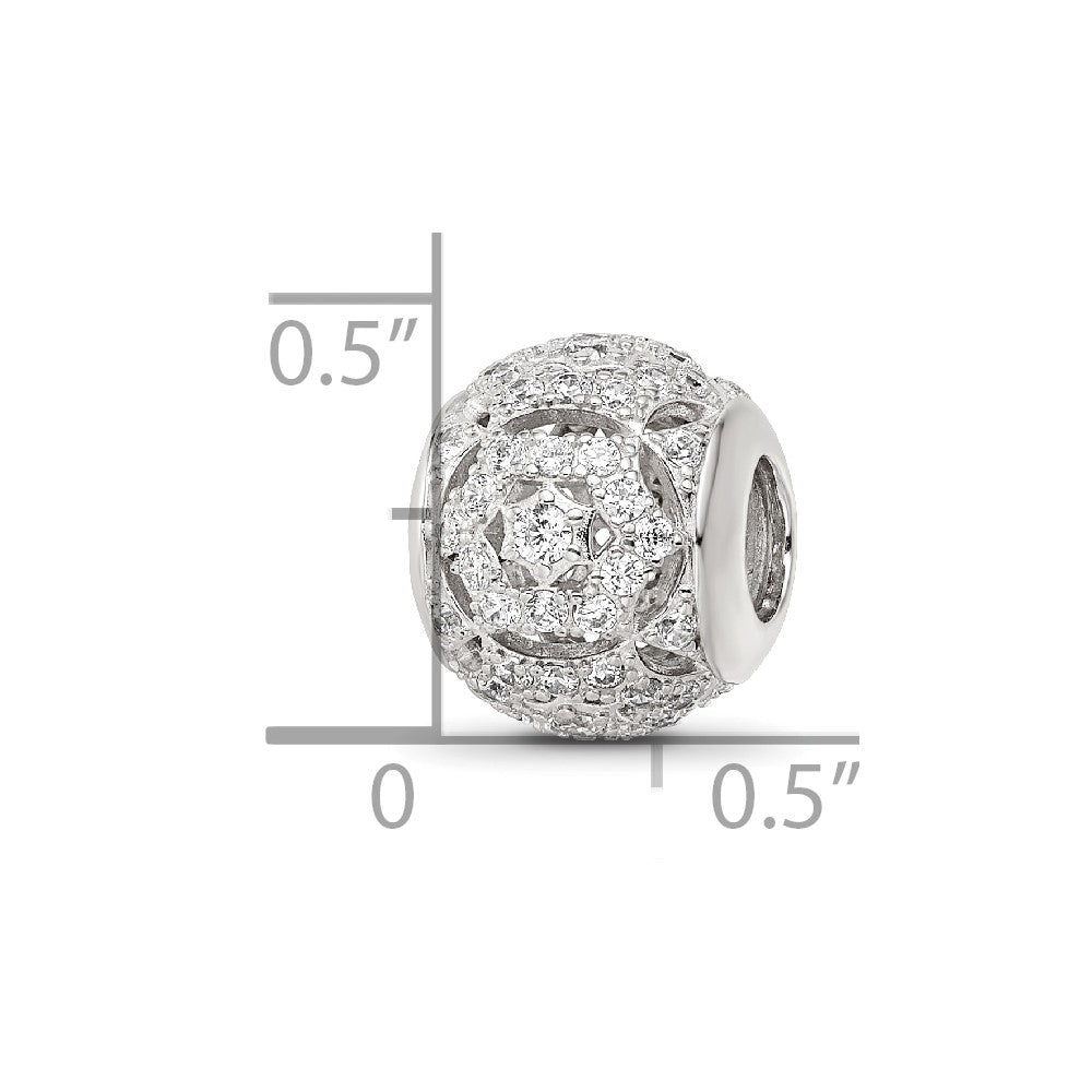 Sterling Silver Reflections Rhod-plated CZ Bead