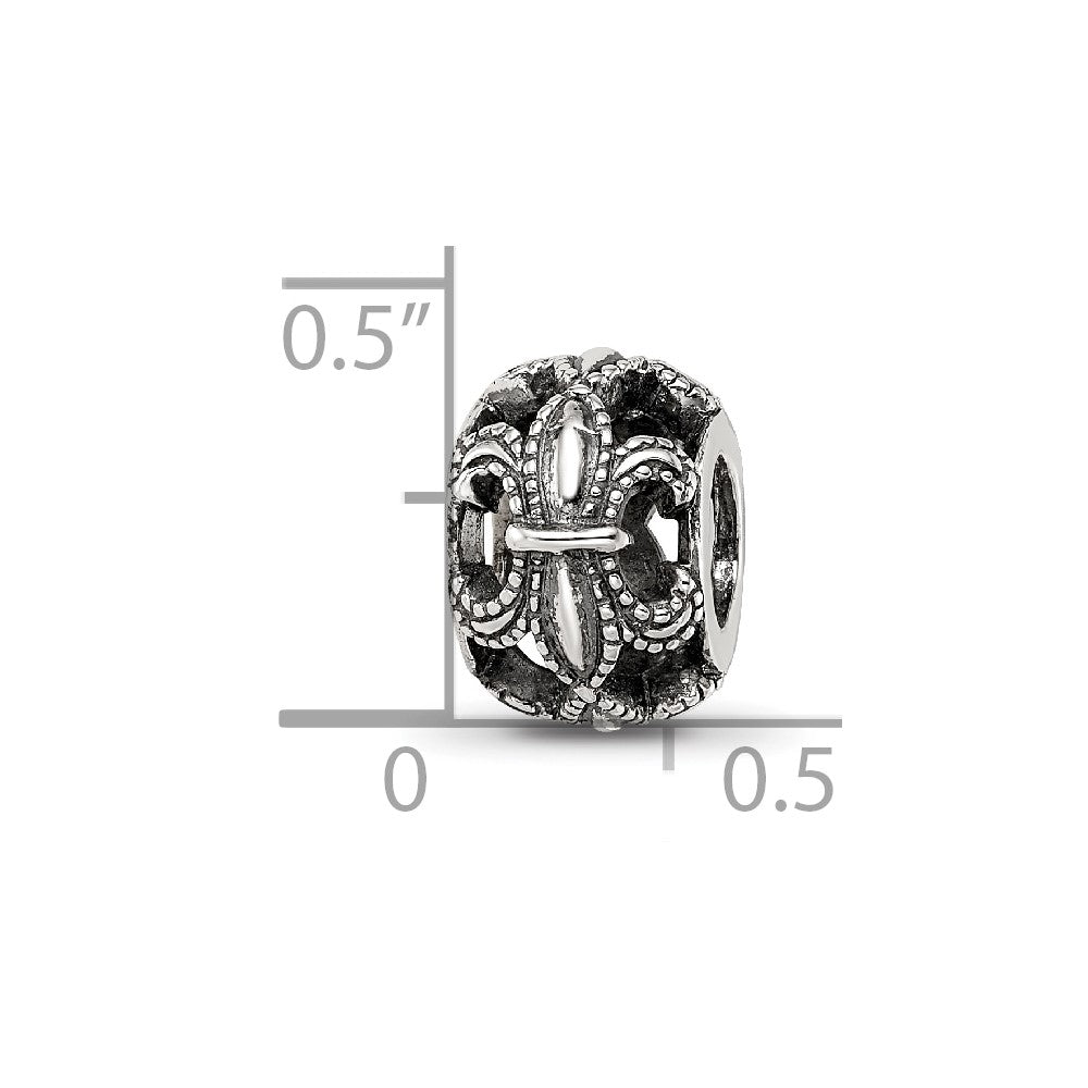 Sterling Silver Reflections Antiqued Fleur de Lis Bead