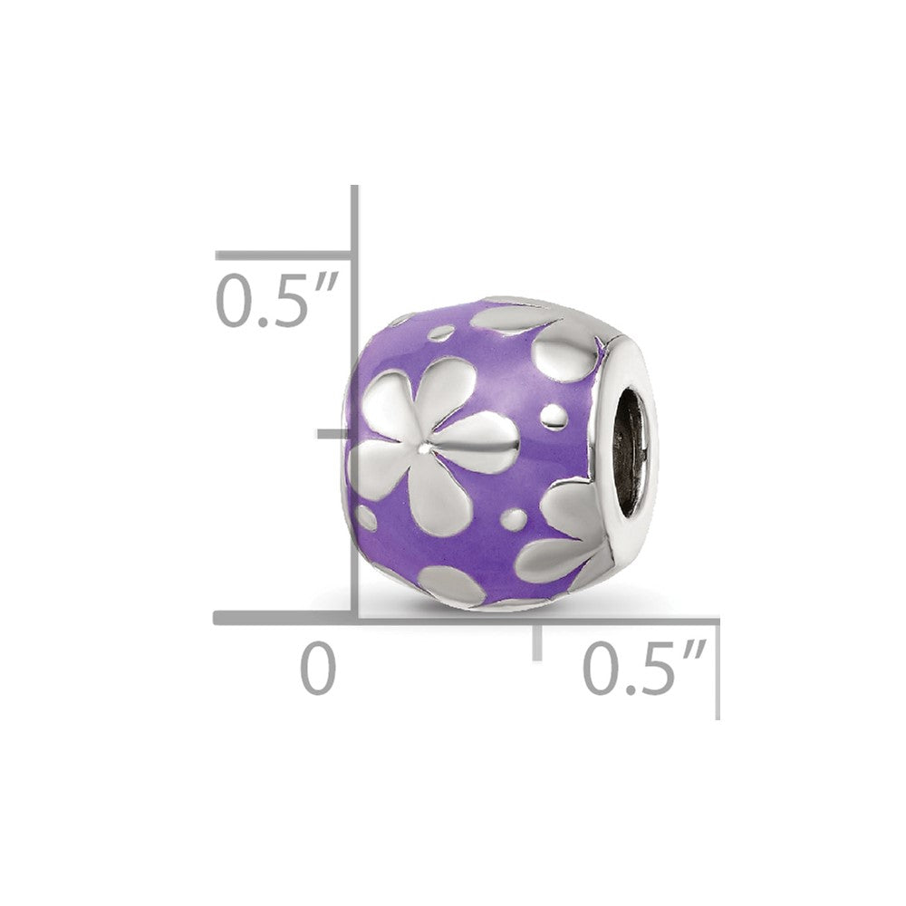 Sterling Silver Reflections Purple Enamel Floral Bead