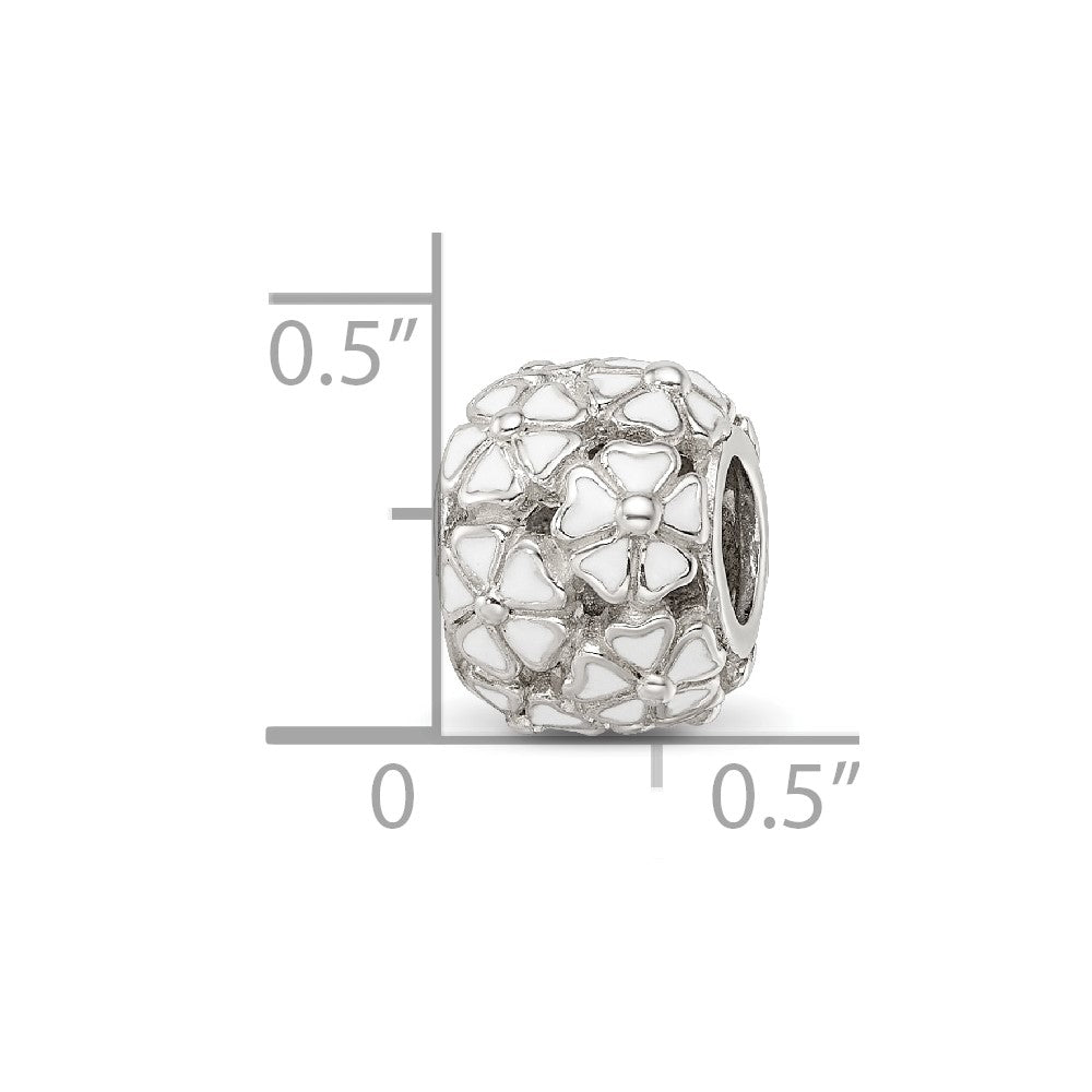 Sterling Silver Reflections White Enamel Floral Bead