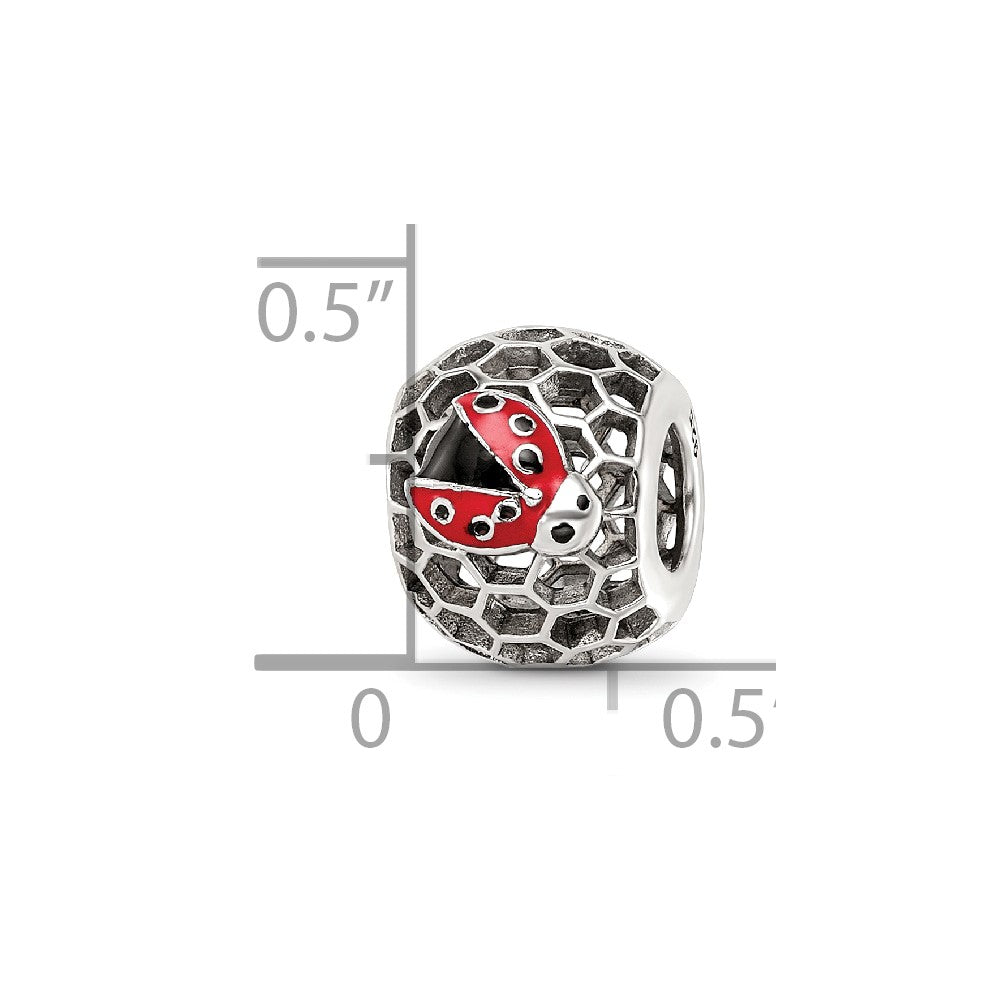 Sterling Silver Reflections Rhodium-plated Enamel Bug Bead