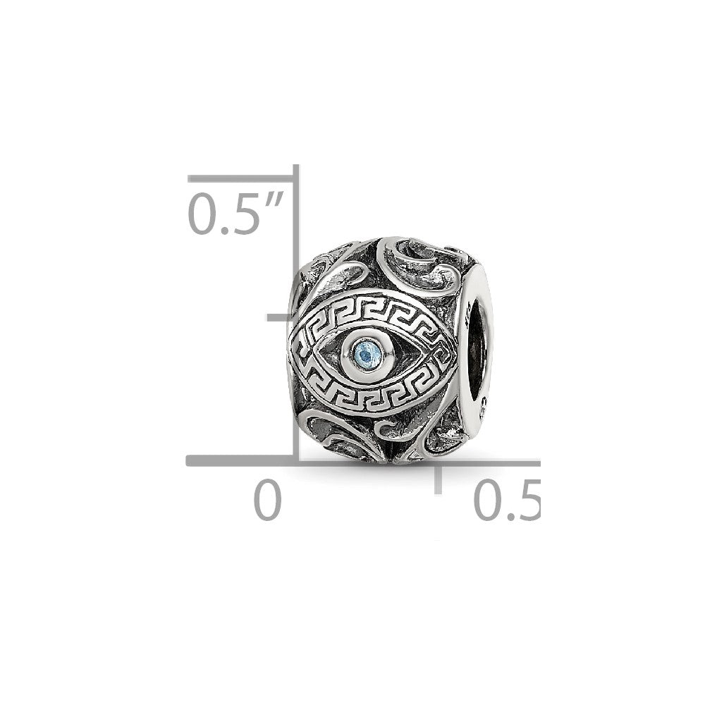 Sterling Silver Reflections CZ Aztec Eye & Pattern Round Bead
