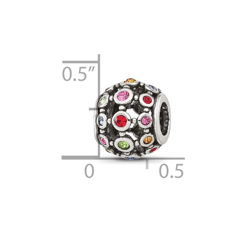 Sterling Silver Reflections Multi-color CZ Round Bead