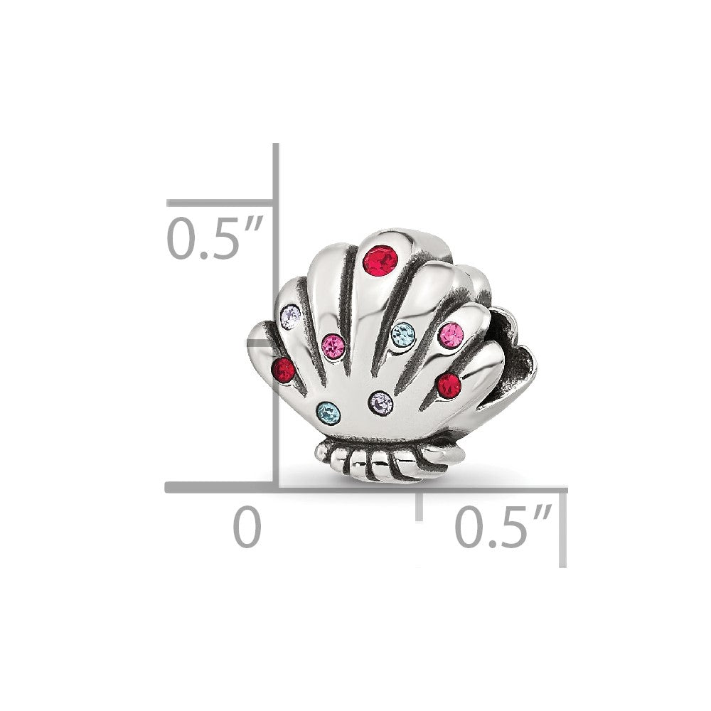 Sterling Silver Reflections Multi-color CZ Shell Bead