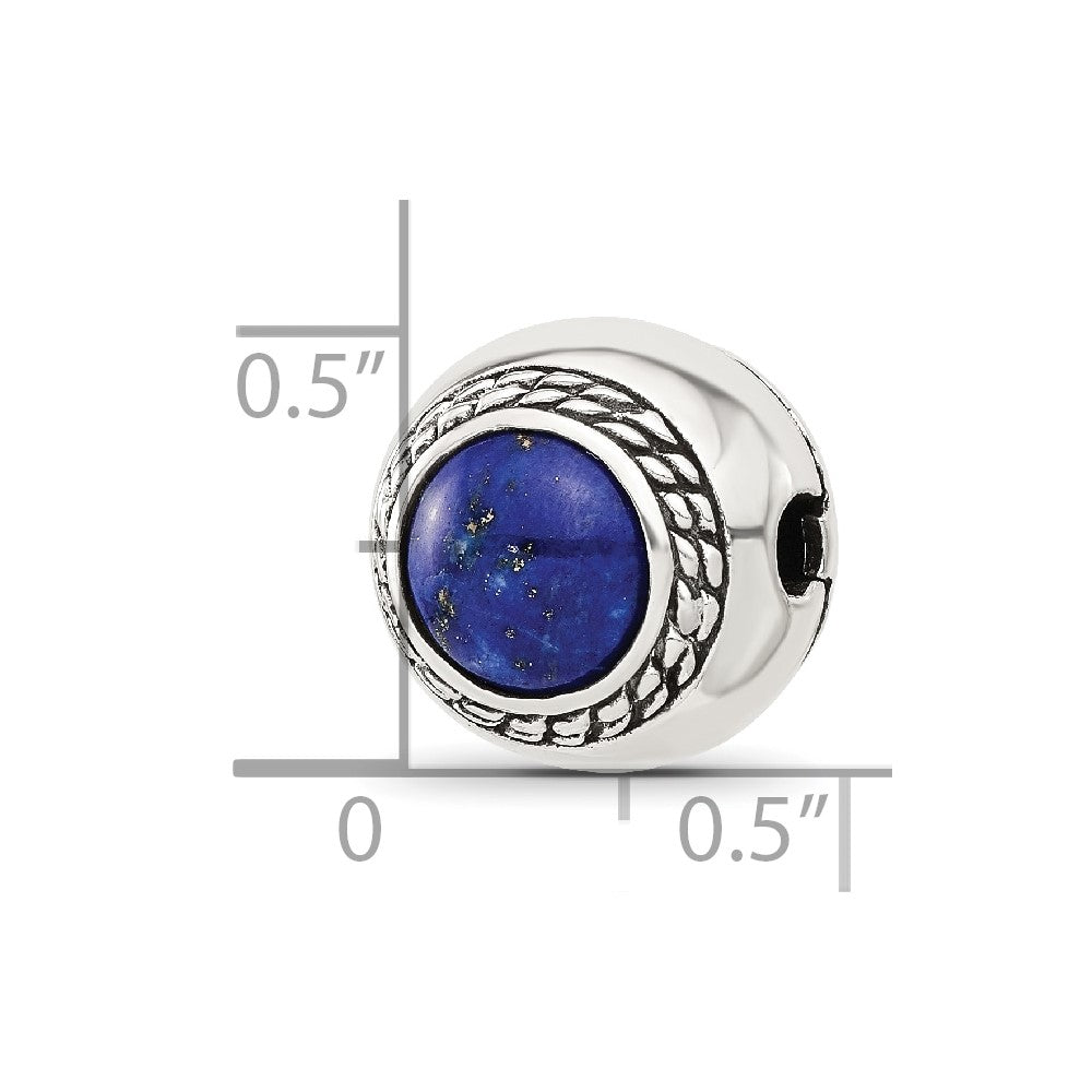 Sterling Silver Reflections Lapis Lazuli Lucky Stone Hinged Bead