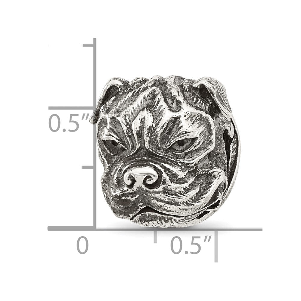 Sterling Silver Reflections Antiqued Bulldog Hinged Bead