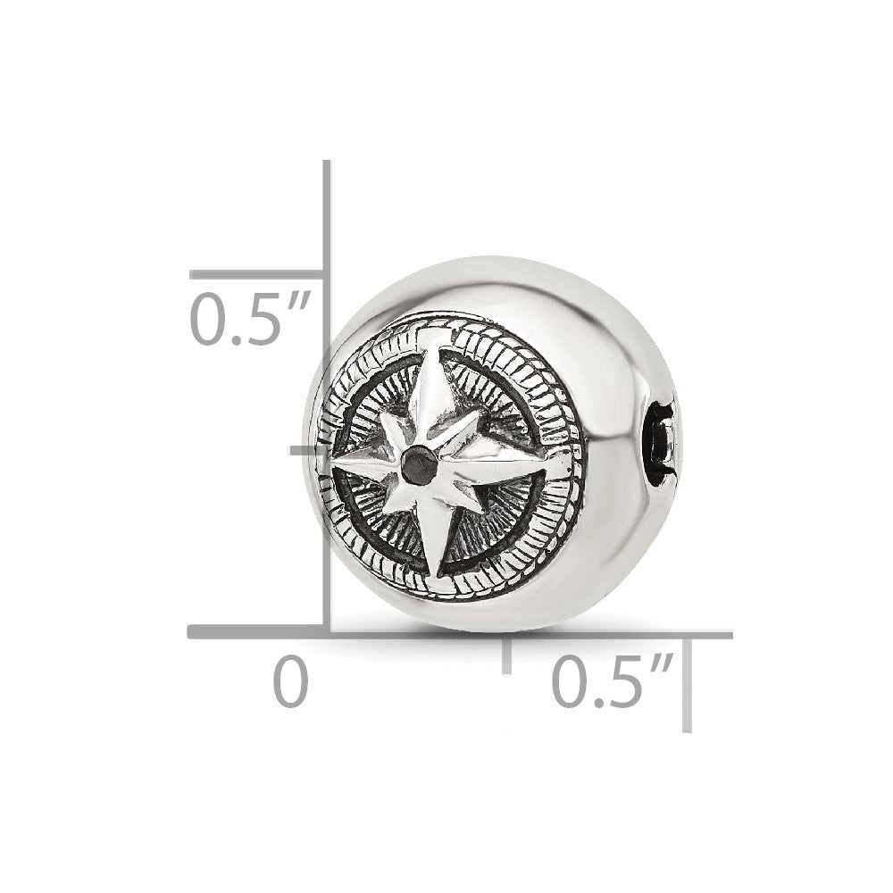 Sterling Silver Reflections Round Star Compass Hinged Bead