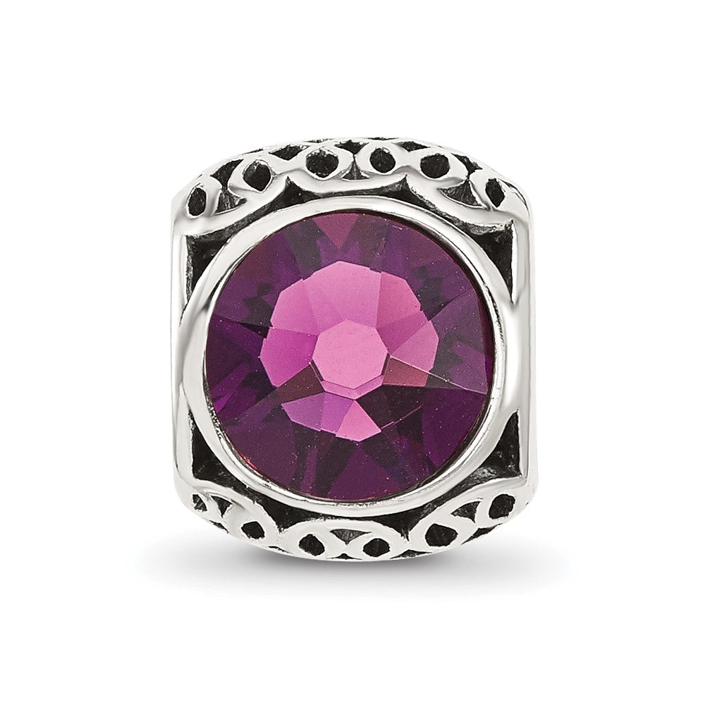 Sterling Silver Reflections Antiqued Purple Crystal Bead
