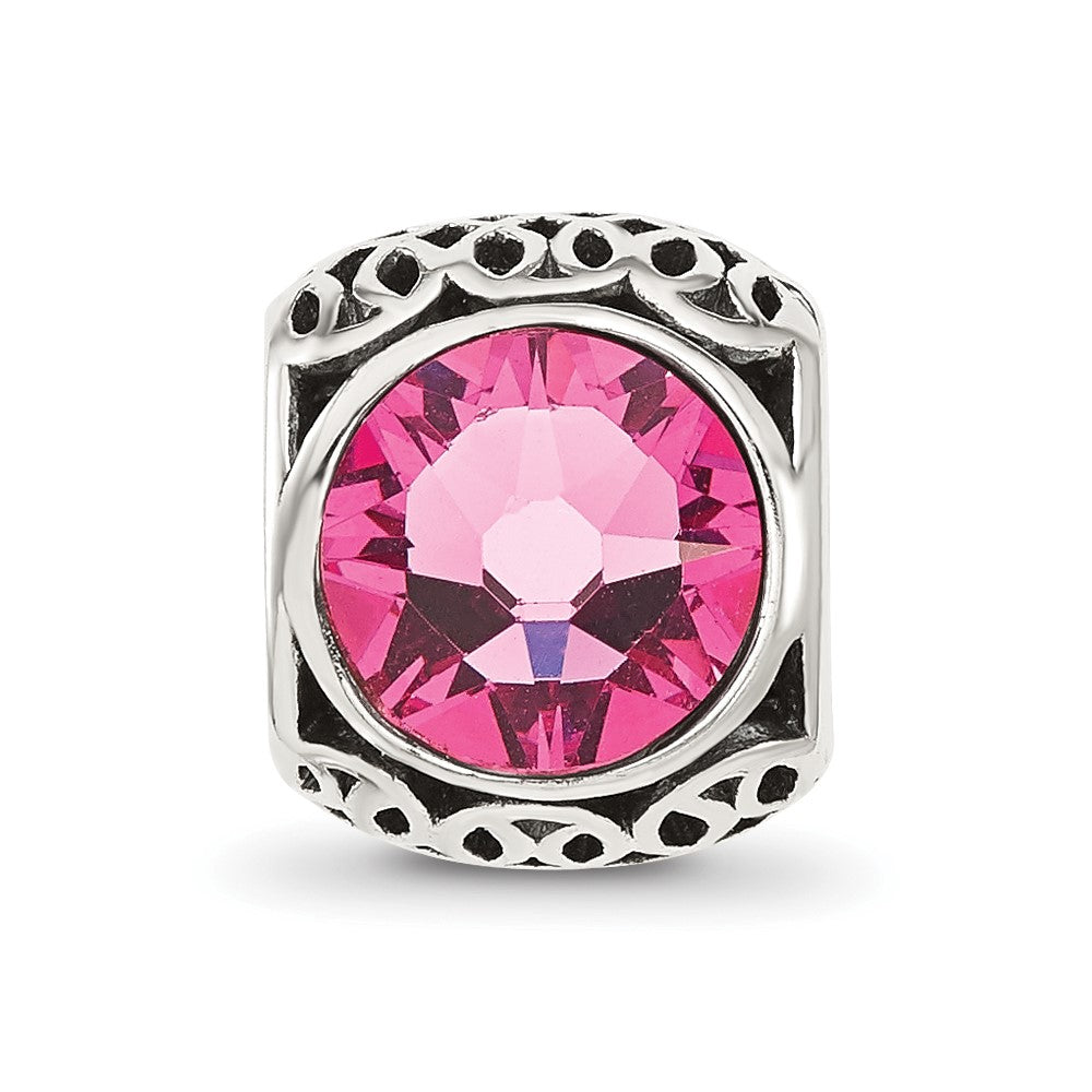 Sterling Silver Reflections Antiqued Pink Crystal Bead