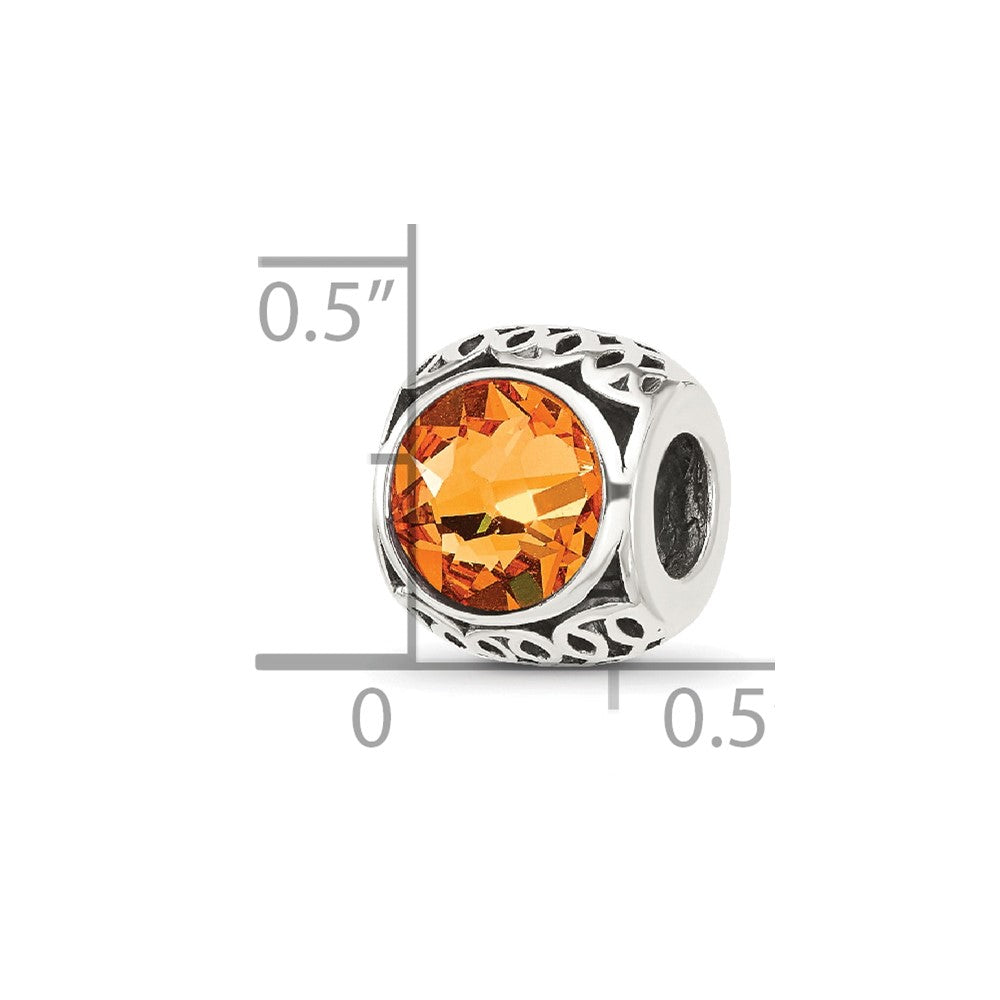 Sterling Silver Reflections Antiqued Orange Swarovski Crystal Bead