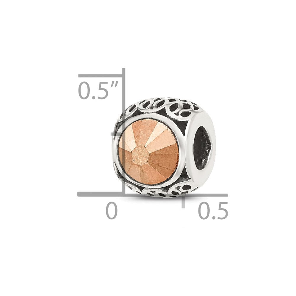 Sterling Silver Reflections Antiqued Brown Crystal Bead