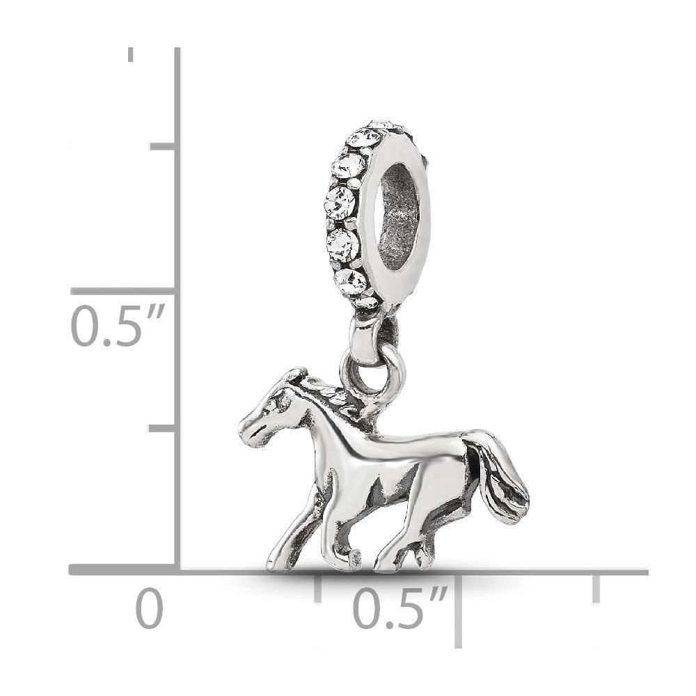 Sterling Silver Reflections Crystal Horse Dangle Bead