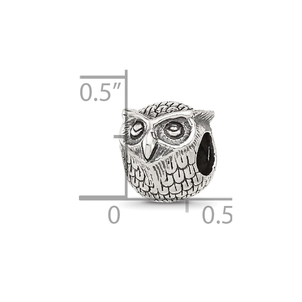 Sterling Silver Reflections Antiqued Owl Bead
