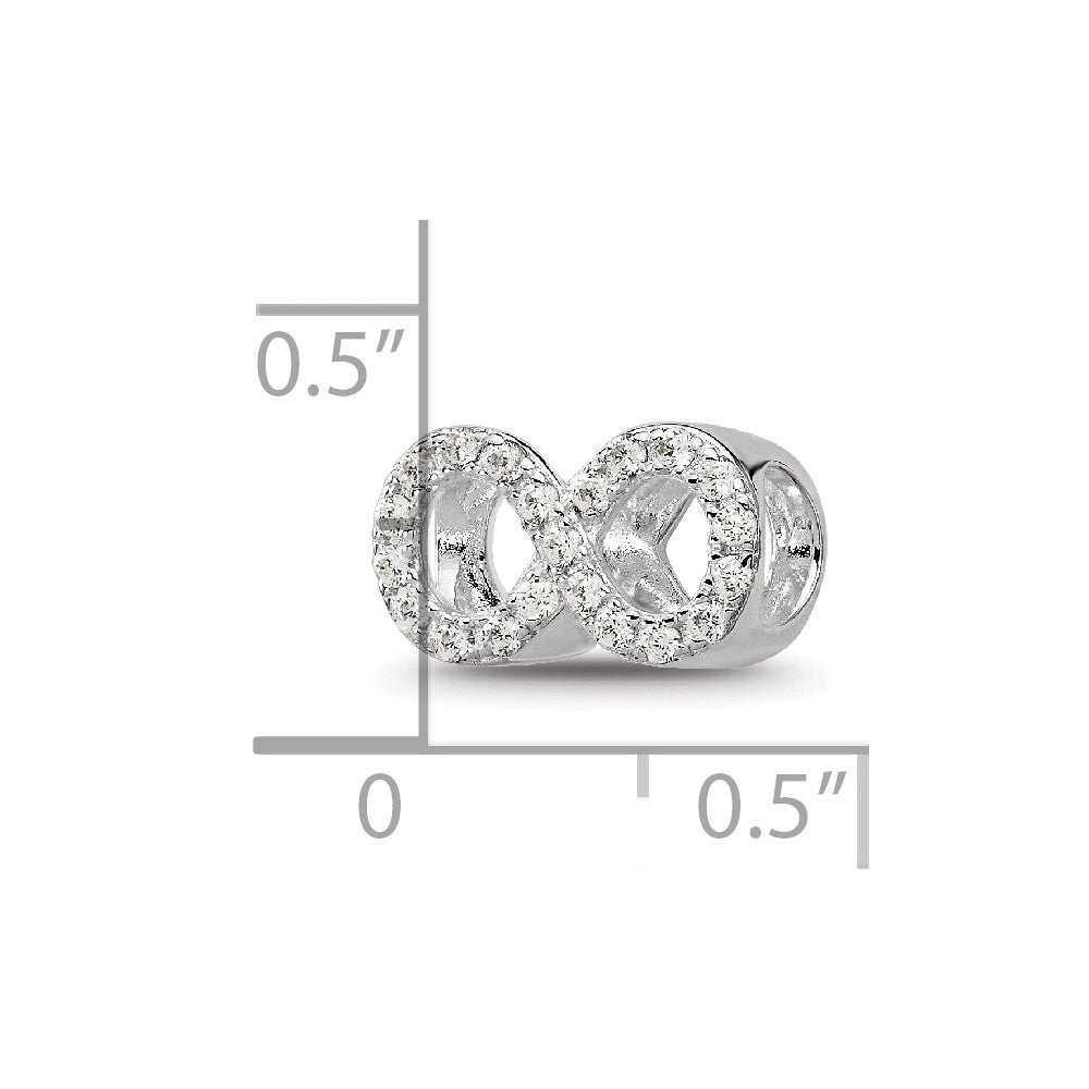 Sterling Silver Reflections Rhodium-plated CZ Infinity Bead