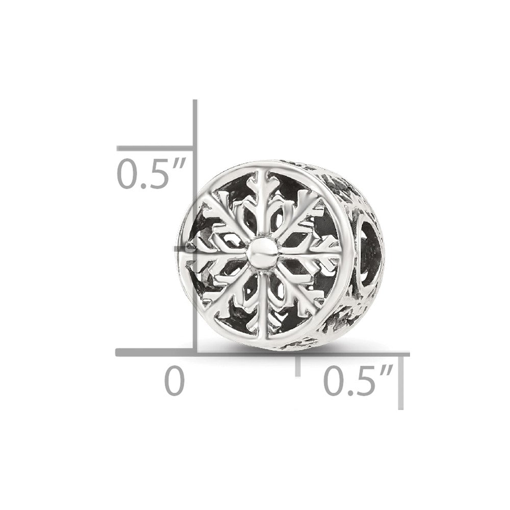 Sterling Silver Reflections Snowflake Circle Bead
