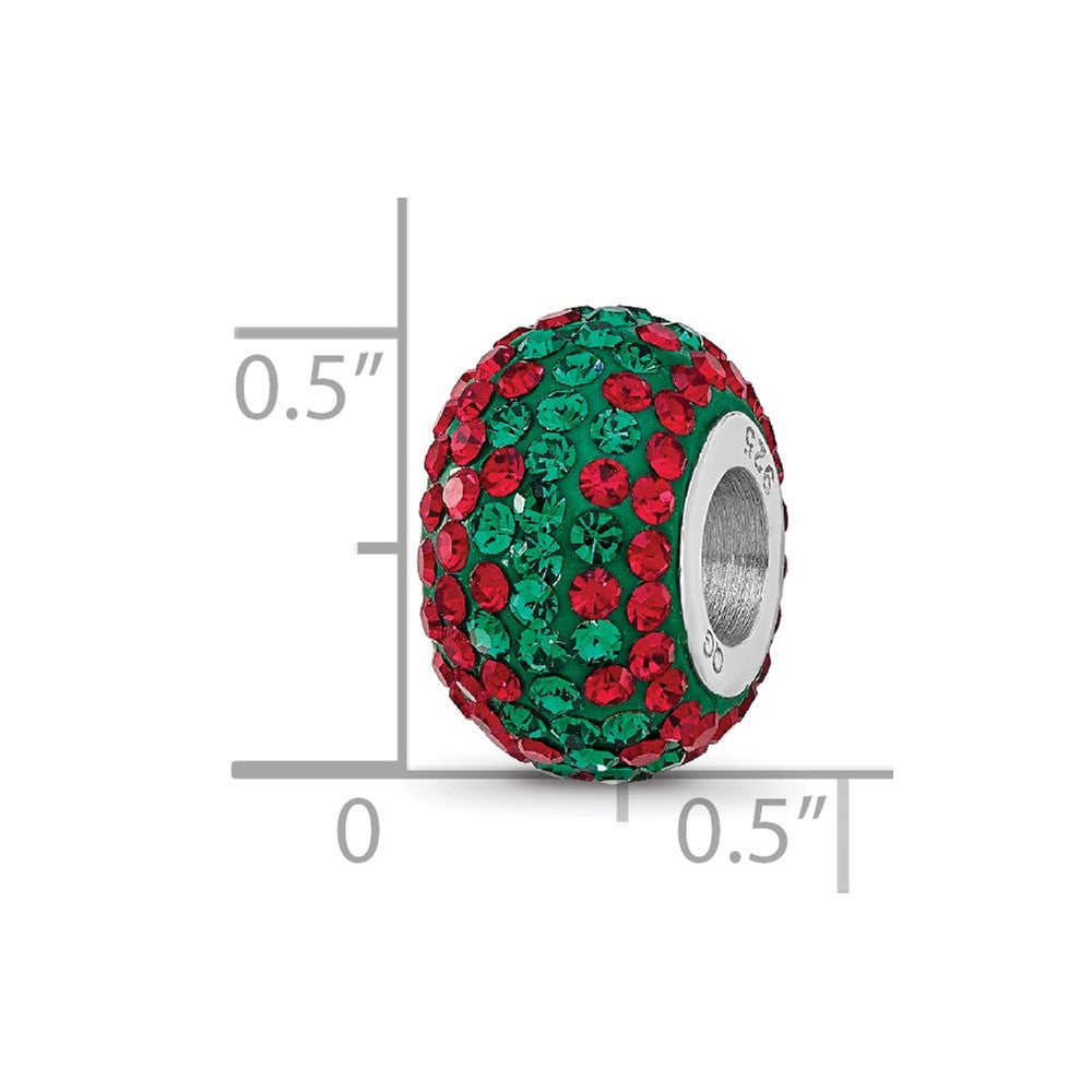 Sterling Silver Reflections RH-plated Red/Green Preciosa Crystal Bead