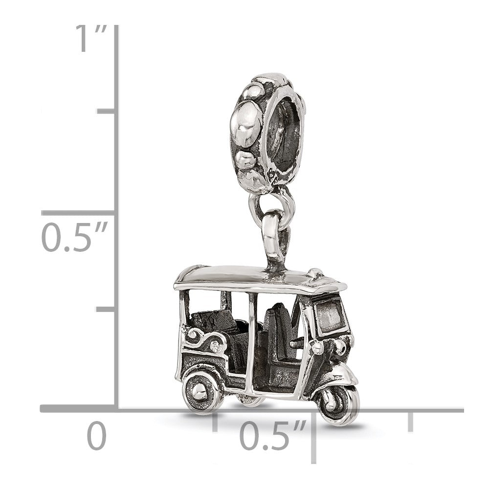Sterling Silver Polished 3 Wheel Cab Dangle Bead