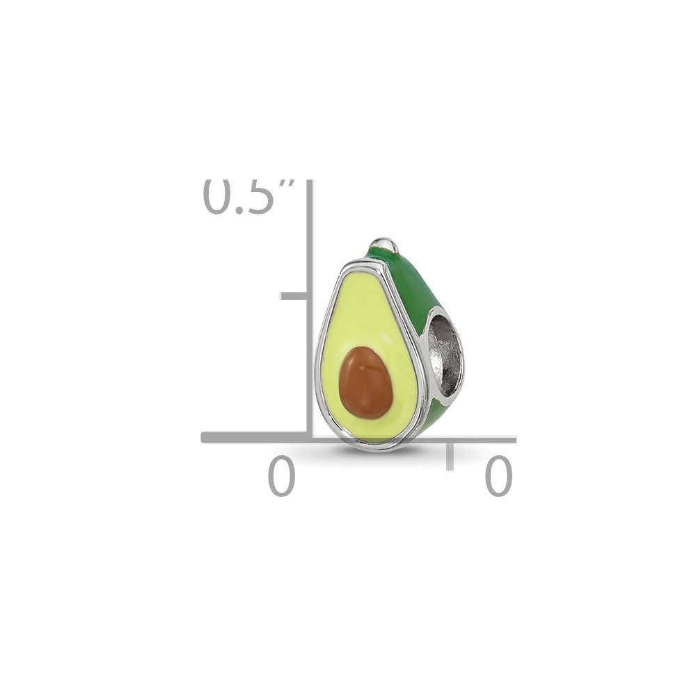 Sterling Silver Reflections Enamel Avacado Half With Pit Bead