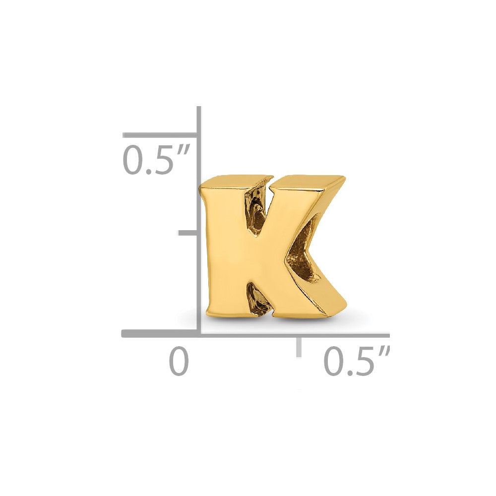 Sterling Silver Gold-plated Reflections Letter K Bead