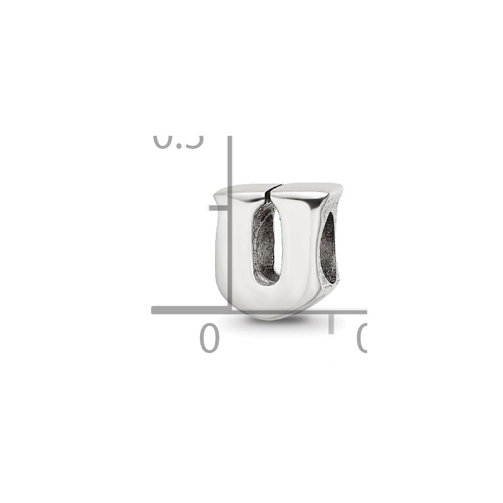 Sterling Silver Reflections Letter U Bead