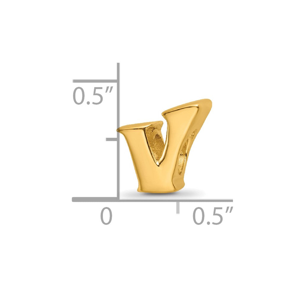Sterling Silver Gold-plated Reflections Letter V Bead