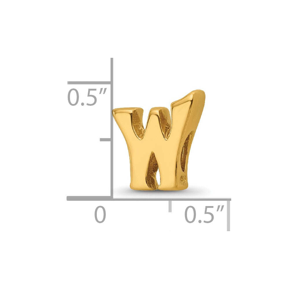 Sterling Silver Gold-plated Reflections Letter W Bead