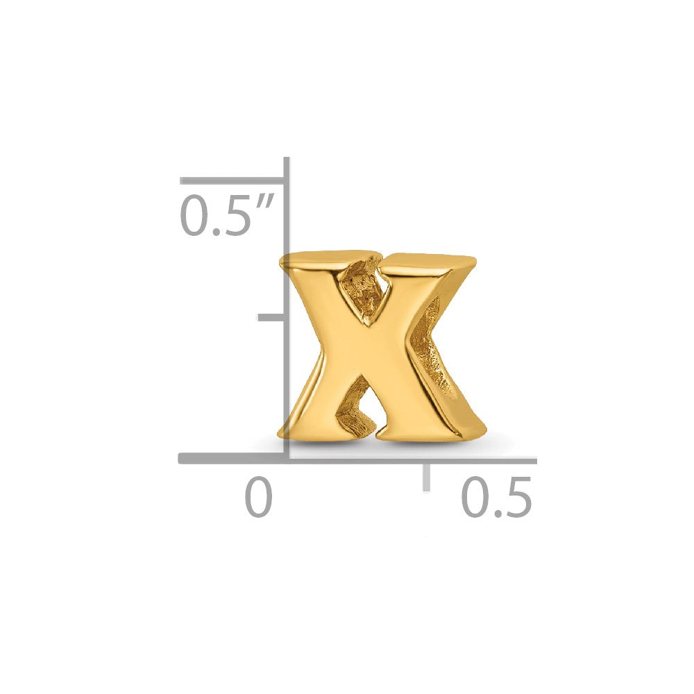 Sterling Silver Gold-plated Reflections Letter X Bead