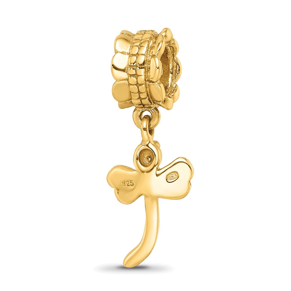 Sterling Silver Gold-plated Reflections Dragonfly Dangle Bead
