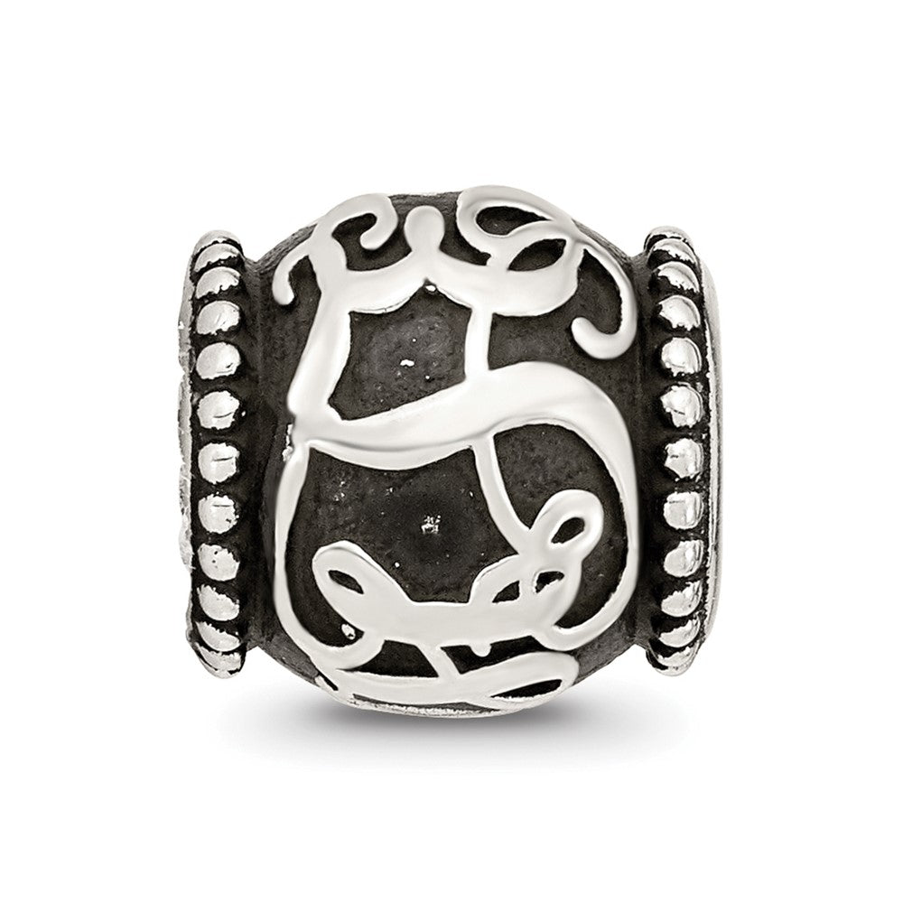 Sterling Silver Reflections Oxidized Personalized Monogram Bead