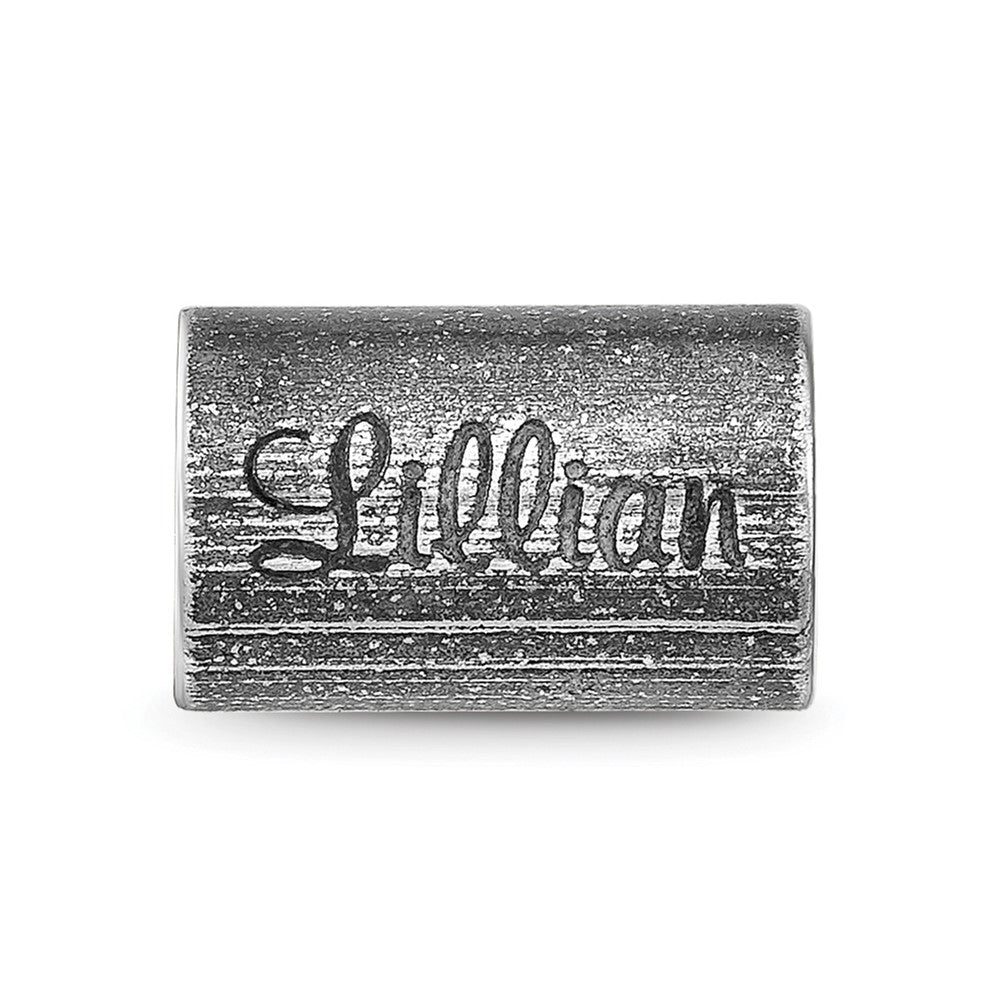 Sterling Silver Reflections Oxidized Personalized Cylinder Bead