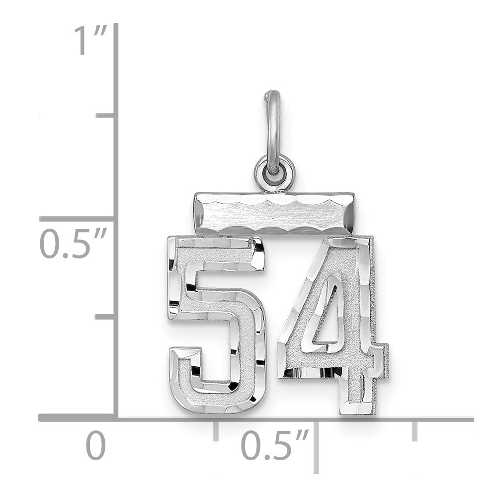 Sterling Silver Rhodium-plated Diamond-cut #54 Charm