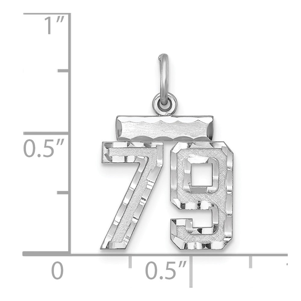 Sterling Silver Rhodium-plated Diamond-cut #79 Charm