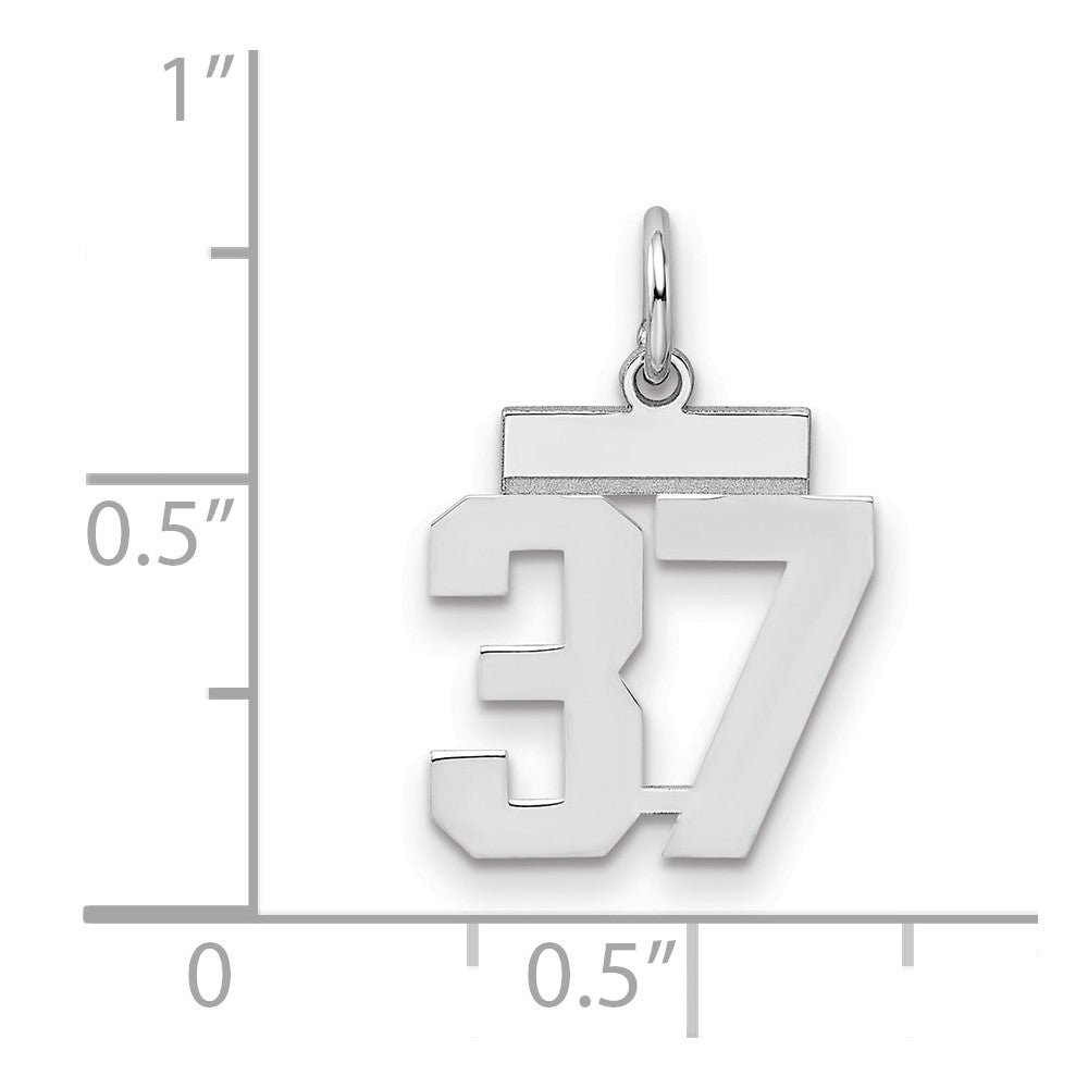 Sterling Silver/Rhodium-plated Polished Number 37 Charm