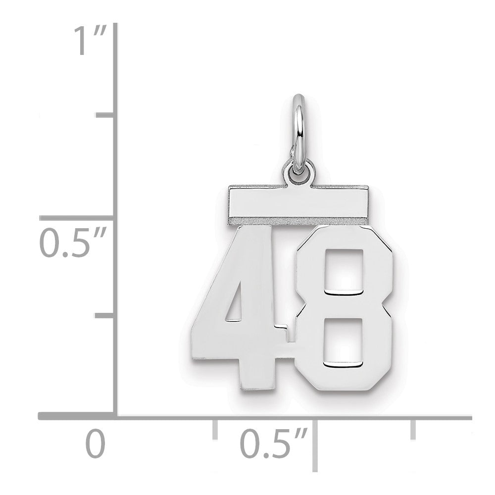 Sterling Silver/Rhodium-plated Polished Number 48 Charm