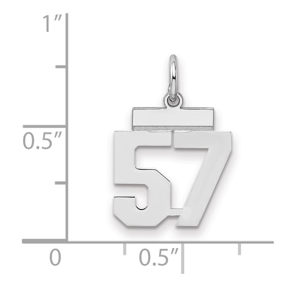 Sterling Silver/Rhodium-plated Polished Number 57 Charm
