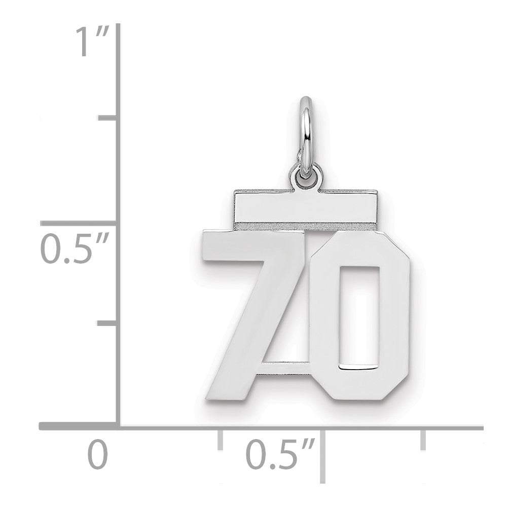 Sterling Silver/Rhodium-plated Polished Number 70 Charm