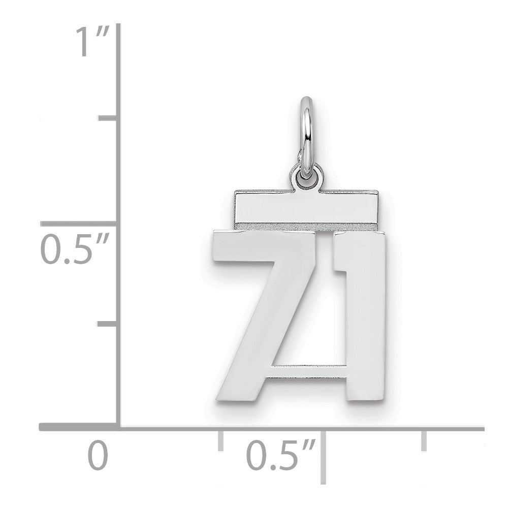 Sterling Silver/Rhodium-plated Polished Number 71 Charm