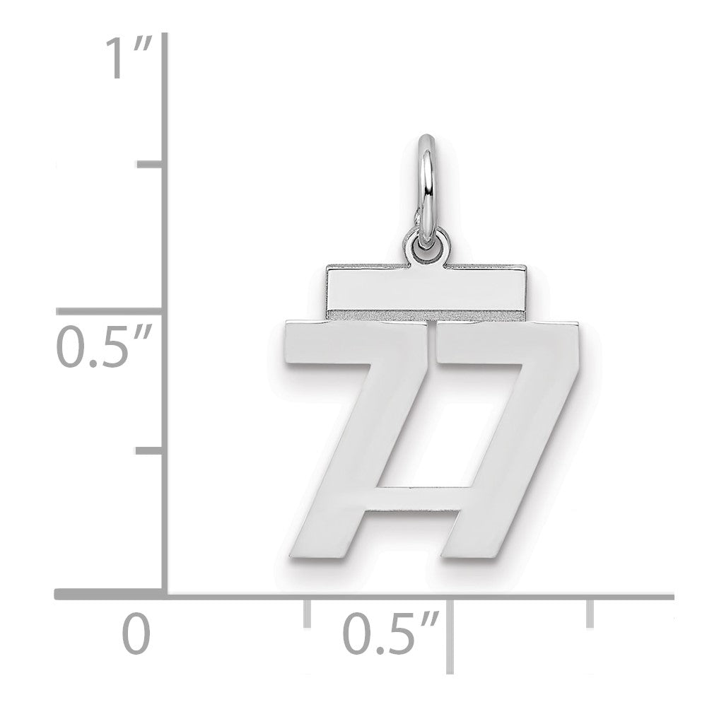 Sterling Silver/Rhodium-plated Polished Number 77 Charm