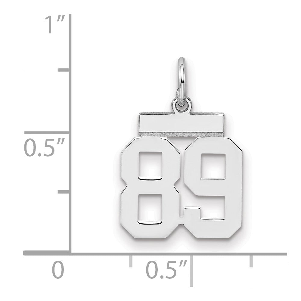 Sterling Silver/Rhodium-plated Polished Number 89 Charm