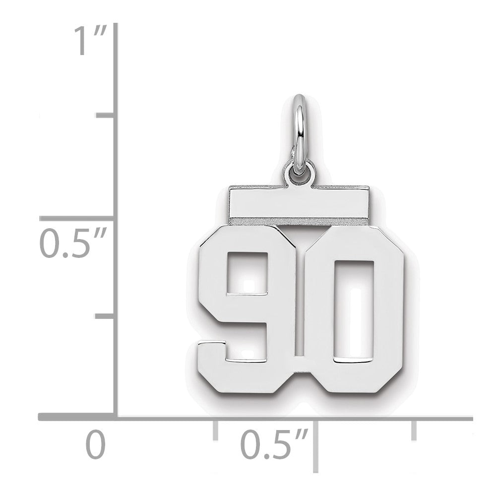 Sterling Silver/Rhodium-plated Polished Number 90 Charm