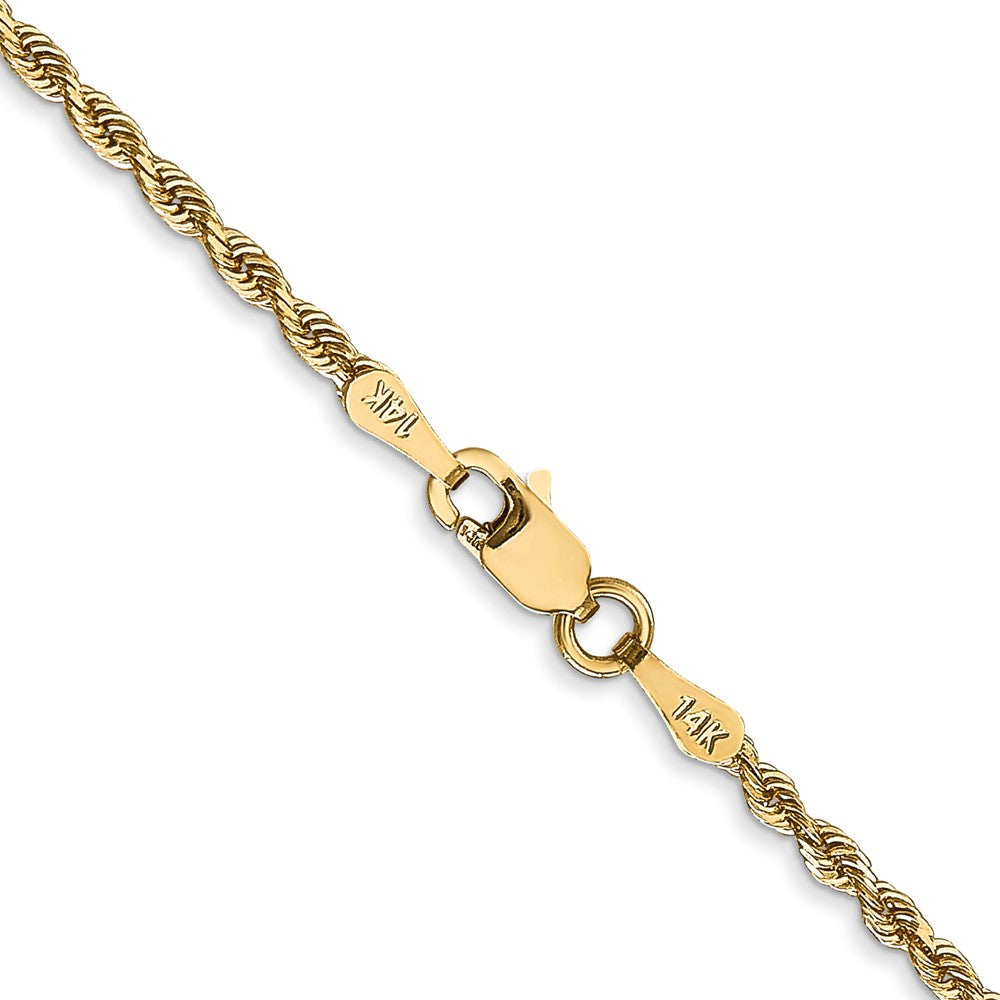 14K Yellow Gold 14 Inch 2mm Diamond-cut Quadruple Rope Lobster Clasp Chain