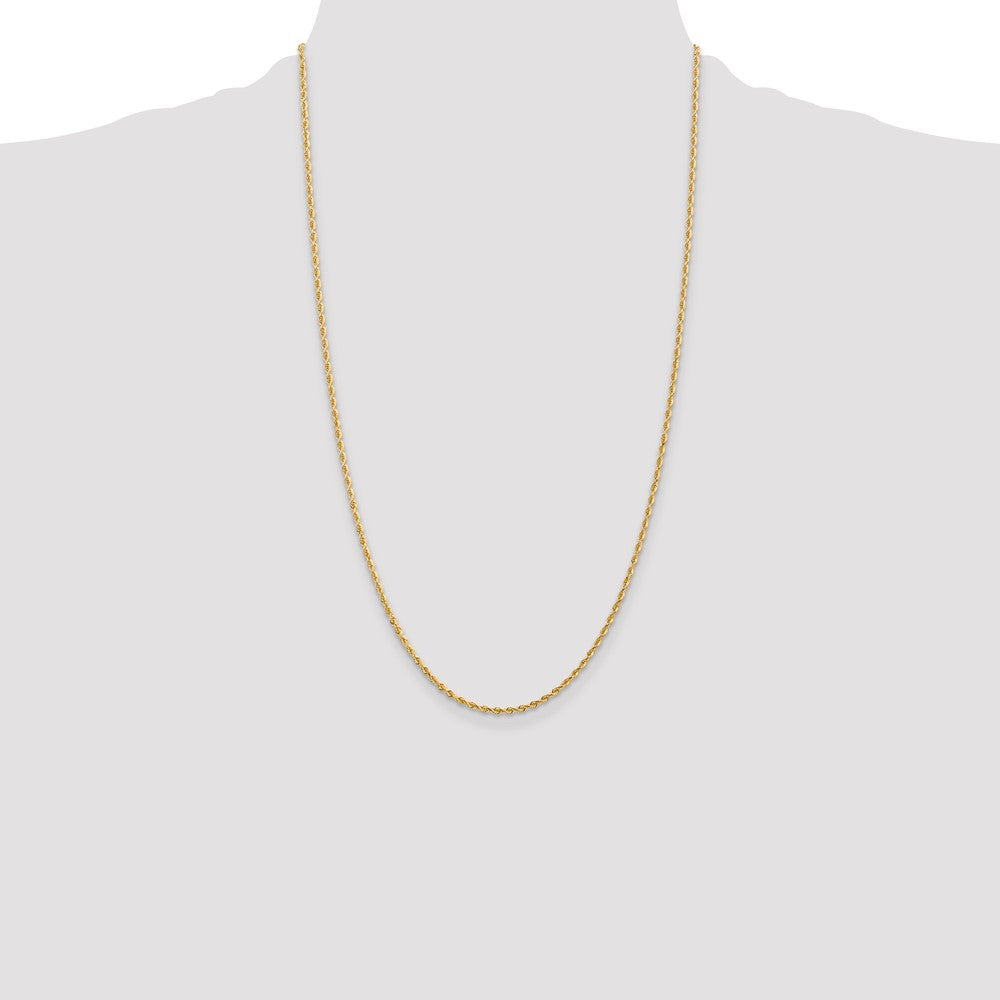 14K 26 Inch 2mm Diamond-cut Quadruple Rope Lobster Clasp Chain