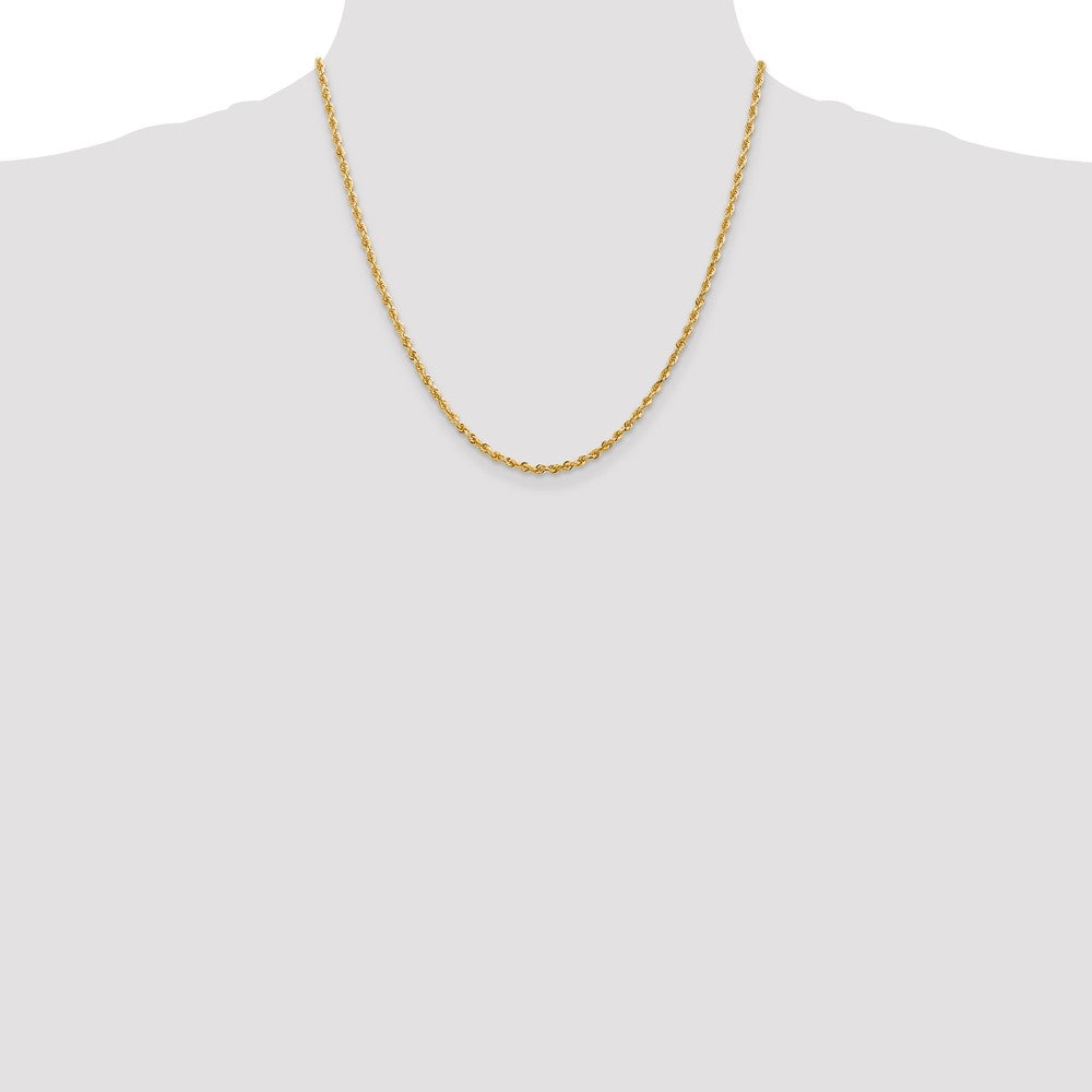 14K 20 Inch 2.75mm Diamond-cut Quadruple Rope Lobster Clasp Chain